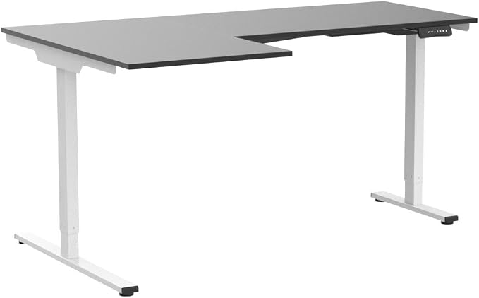 SANODESK Electric Corner L-Shaped 71 x 63 in Standing Desk, Memory Height Adjustment, Black Top Black Frame