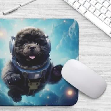 Mouse Pad Newfoundland Astronaut Dog in Space Mouse Pad Puppy floating in Space for Home Office Work Desk Computer Desktop Laptop for Dog Lovers
