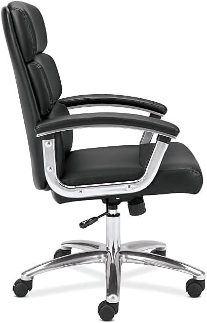 basyx by HON Executive Task Chair - Mid Back Leather Computer Chair for Office Desk, Black (VL103)