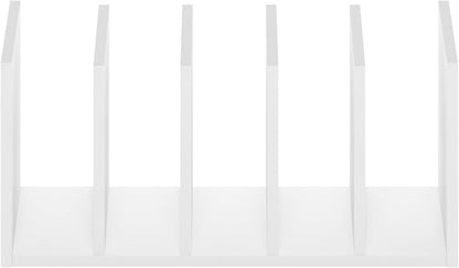 Furinno HERMITE Desk File Folder Organizers, 5-Space Vertical Desktop Office Organization Racks, Desk Top Display Book Shelf, for Paper, Office Supplies, Magazine, White