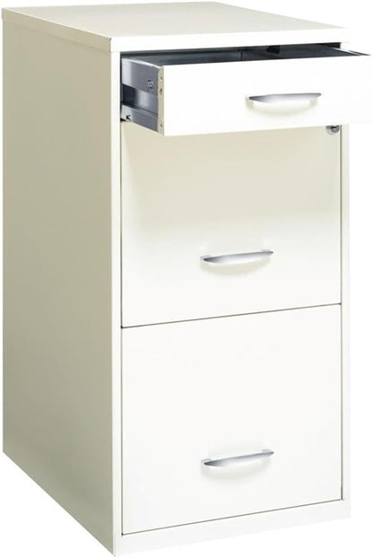 Pemberly Row 3 Drawers 27.32" Vertical White Metal Filing Cabinet Lockable Pre-Assembled Stationary Letter Size for Home, Office
