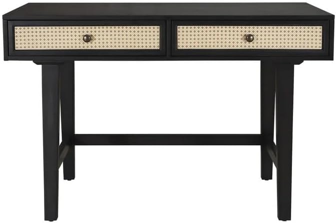 First of a Kind Mid Century Modern Home Office Desk with Drawers - Multi-Functional Writing Desk for Extra Space - Boho Office Desk, Black