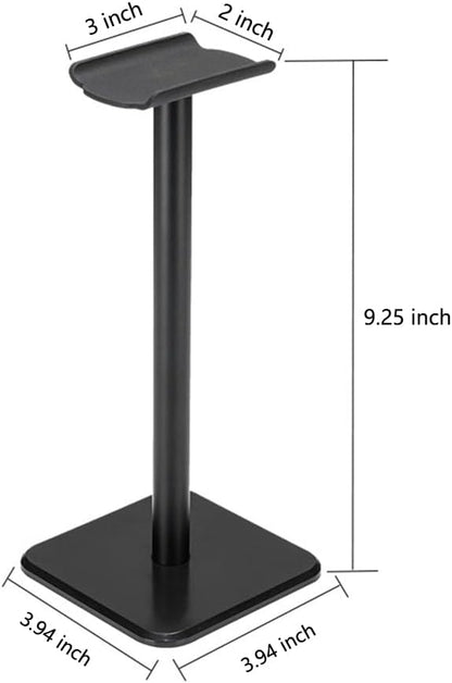 Headphone Stand Gaming Headset Holder Universal Aluminum Metal Headphone Holder Hanger with Aluminum Supporting Bar Flexible Headrest ABS Solid Base for All Headphone,Black, HSB3602