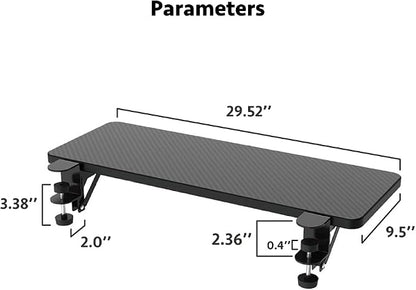 Ergonomics Desk Extender Tray, Suitable for Office.Foldable, Punch-Free Clamp on.Computer Keyborad Tray, Desk Extension Board.(29.53"*9.45"(75cm*24cm), Carbon)
