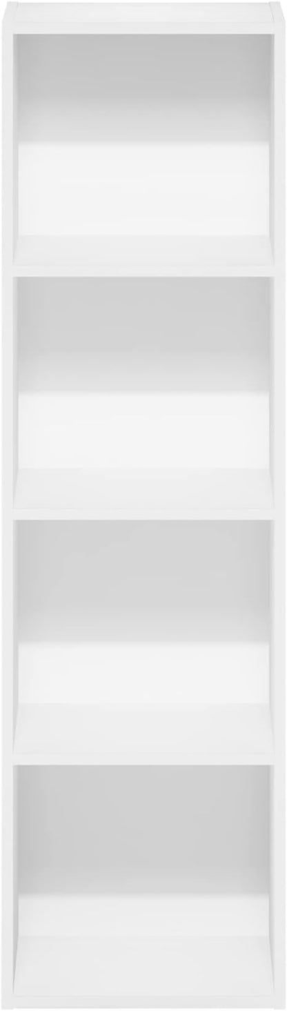Furinno PASIR Book Shelf, 4-Tier Modern Bookshelf, Open Shelves Bookcase 9 x 12 x 42, Easy Assembly, for Living Room, Bedroom, Home Office, White