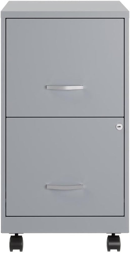 Space Solutions 18" D 2 Drawer Mobile Metal Vertical File Cabinet Platinum/Gray