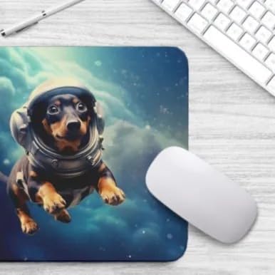 Mouse Pad Astronaut Dog in Space Mouse Pad Puppy floating in Space for Home Office Work Desk Computer Desktop Laptop for Dog Lovers (Dachshund)