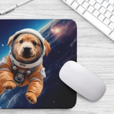 Mouse Pad Astronaut Dog in Space Mouse Pad Puppy floating in Space for Home Office Work Desk Computer Desktop Laptop for Dog Lovers (Golden Retriever)