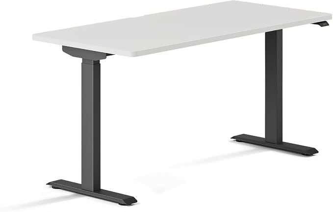 Branch Duo Standing Desk 58 Inches - Adjustable Standing Desk with 20” Range - OLED Control Panel - Frameless Design & Compact Size Suitable for Many Spaces - White Top - Charcoal Base