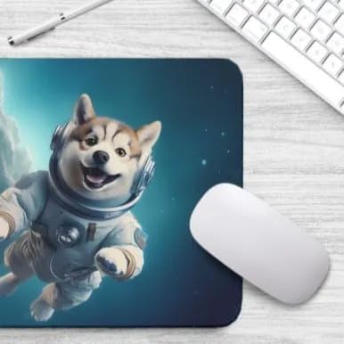 Mouse Pad Astronaut Dog in Space Mouse Pad Puppy floating in Space for Home Office Work Desk Computer Desktop Laptop for Dog Lovers (Siberian Husky)