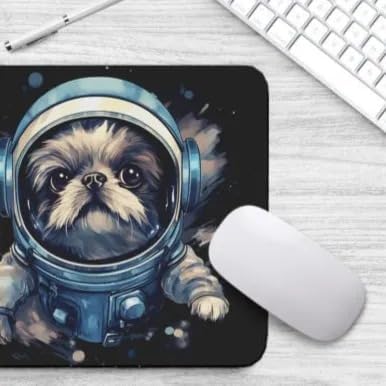 Mouse Pad Astronaut Dog in Space Mouse Pad Puppy floating in Space for Home Office Work Desk Computer Desktop Laptop for Dog Lovers (Shih Tzu)