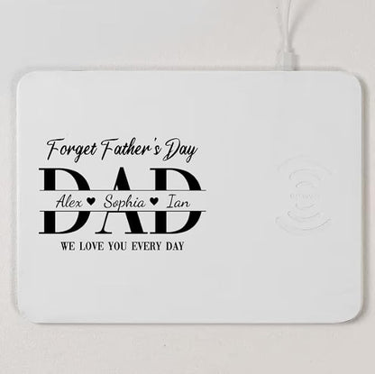 Personalized Leather Charging Mat, Dad Forget Father's Day We Love You Everyday, Wireless Charging Desk Mat, Custom Dad Gift, Fathers Day Gift for Dad, Papa, Grandpa, Daddy 1