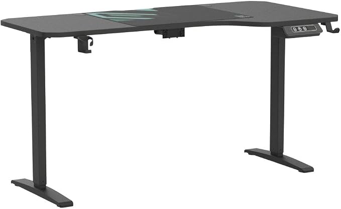 JWX Dual Motor L Shaped Standing Desk 63”, Electric Height Adjustable Gaming Desk with Memory Presets, Child Lock, Sit Stand Reminder, Carbon Fiber Desktop, Cable Management, Cup Holder