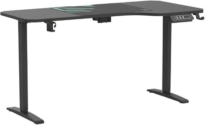 JWX Dual Motor L Shaped Standing Desk 63”, Electric Height Adjustable Gaming Desk with Memory Presets, Child Lock, Sit Stand Reminder, Carbon Fiber Desktop, Cable Management, Cup Holder