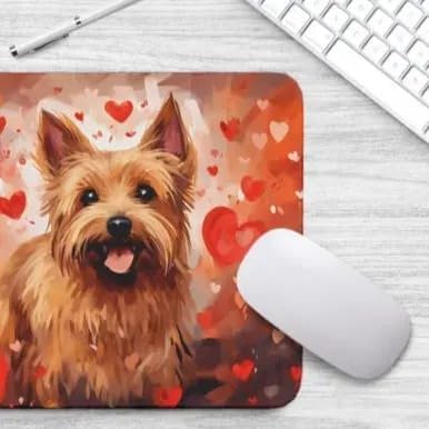 Australian Terrier Mouse Pad Dog with Red Hearts Pattern Non-Slip Rubber Mouse Pad Puppy in Love Mouse Pad for Home Office Work Desk Computer Desktop Laptop for Dog Lovers