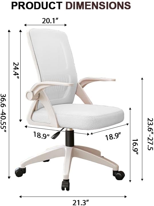 Office Chair, Ergonomic Desk Chair Breathable Mesh Chair Swivel Chair with Flip-Up Arms and Lumbar Support Computer Chair for Home Office