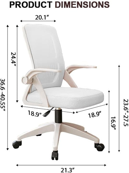 Office Chair, Ergonomic Desk Chair Breathable Mesh Chair Swivel Chair with Flip-Up Arms and Lumbar Support Computer Chair for Home Office