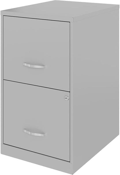 Scranton & Co Set of 2 18" D 2-Drawers Metal File Cabinet in Arctic Silver