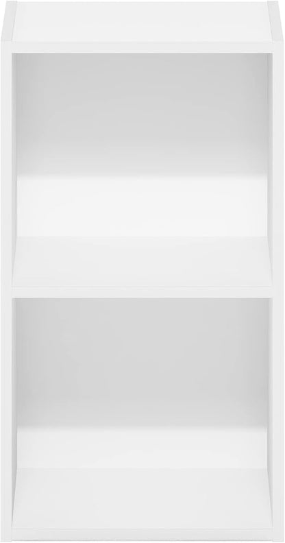 Furinno PASIR Book Shelf, 2-Tier Modern Bookshelf, Open Shelves Bookcase 9 x 12 x 21, Easy Assembly, for Living Room, Bedroom, Home Office, White