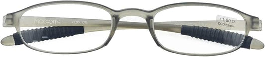 Lightweight Gray Reading Glasses,Flexible(Memory Plastic) Readers, Men and Women 1.00