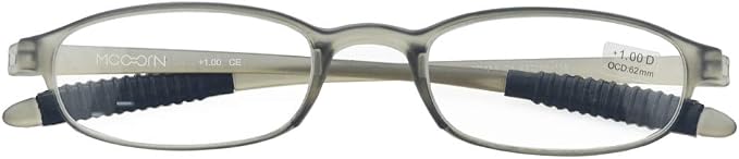 Gray Flexible Plastic 1.75 Diopters Reading Glasses,Lightweight Readers for Men and Women