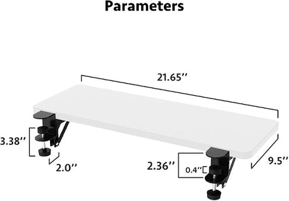 Ergonomics Desk Extender Tray, Suitable for Office. Foldable, Punch-Free Clamp on.Computer Keyborad Tray, Desk Extension Board(21.65"*9.45"(55cm*24cm), White Carbon Fiber)…