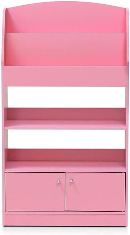 Furinno Lova Magazine/Bookshelf with Storage Cabinet, Pink, 9.45D x 24.57W x 43.31H in