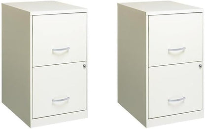 Scranton & Co Set of 2 18" D 2-Drawers Metal File Cabinet in Pearl White