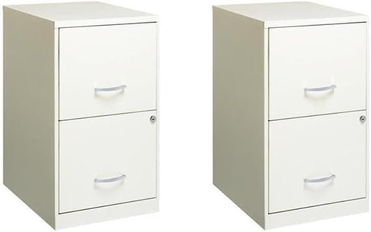 Scranton & Co Set of 2 18" D 2-Drawers Metal File Cabinet in Pearl White