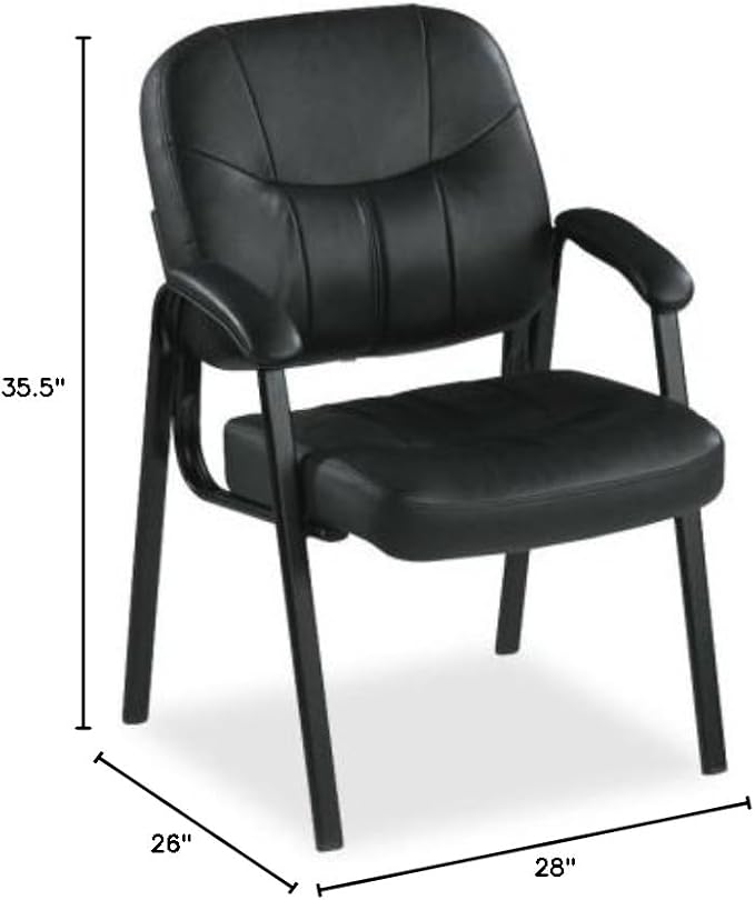 Lorell Chadwick Executive Leather Guest Chair-Guest Chair, 26"x28"x35-1/2", Black Leather