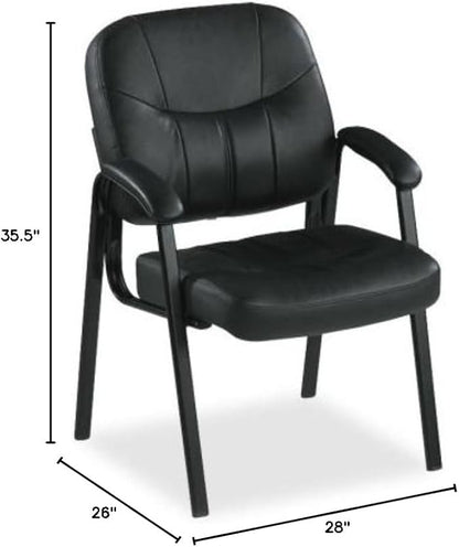 Lorell Chadwick Executive Leather Guest Chair-Guest Chair, 26"x28"x35-1/2", Black Leather