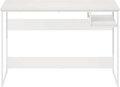 Furinno Moretti Desk, 45" Wide Metal Frame Gaming Desk with Open Shelf, Computer Desk, Writing Desk, Office Desk for Home Office, Study Room, Dorm, Bedroom, Solid White