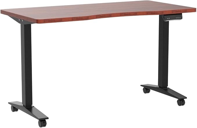 Monomi Height Adjustable Electric Standing Desk, 55 x 24 Inches Stand up Desk, Sit Stand Home Office Computer Desk(Black Frame+Cherry Top)