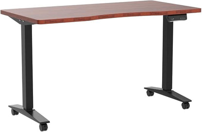 Monomi Height Adjustable Electric Standing Desk, 55 x 24 Inches Stand up Desk, Sit Stand Home Office Computer Desk(Black Frame+Cherry Top)