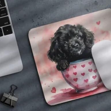 TUBBIE Basic Mousepad Puppy in Tea Cup Mouse Pad Desktop Laptop Computer Accessories Home Office Gaming Work Desk Computer Non-Slip Rubber Gift for Dogs Lover Mousepad Coffee or Tea (Newfoundland)