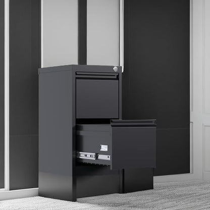 SUXXAN 2 Drawer Mobile File Cabinet with Lock, Heavy Duty Steel Under Desk Filing Cabinet for Letter/Legal Size, Anti-Tip Design with 5 Casters, Metal Storage Organizer for Home Office