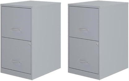 Scranton & Co Set of 2 18" D 2-Drawers Metal File Cabinet in Gray/Platinum