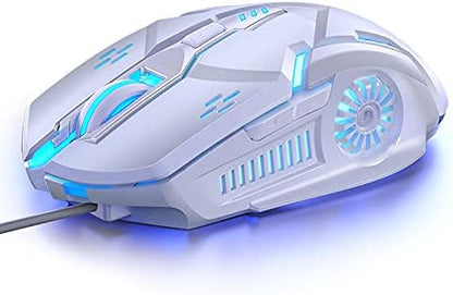 Gaming Mouse Wired, USB Computer Mice for Game & Daily, Chroma RGB Backlit, 4 Adjustable DPI Up to 3200 DPI, Comfortable Grip Ergonomic Mice for PC, Laptop, Mac, Windows (White)