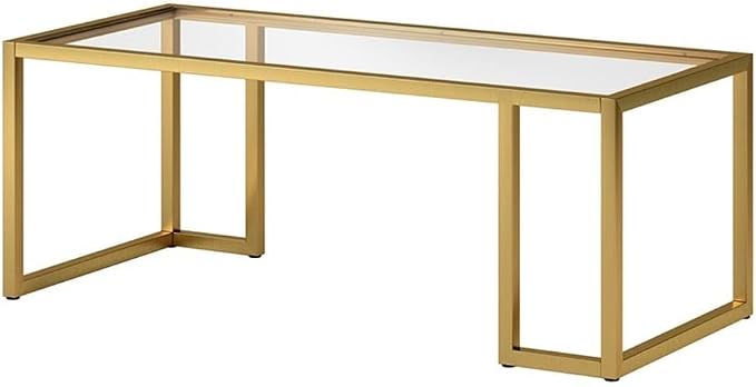 Henn&Hart 45" Wide Rectangular Coffee Table in Brass, for Home, Living Room, Bedroom, Entertainment Room, Office