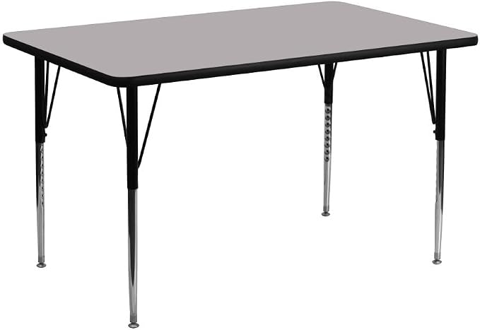 Flash Furniture 24''W x 48''L Rectangular Grey Thermal Laminate Activity Table - Standard Height Adjustable Legs