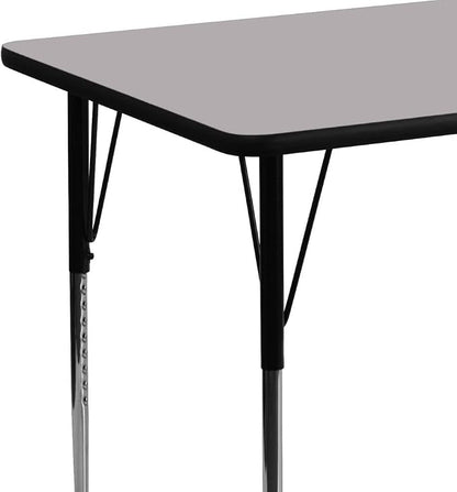 Flash Furniture 24''W x 48''L Rectangular Grey Thermal Laminate Activity Table - Standard Height Adjustable Legs