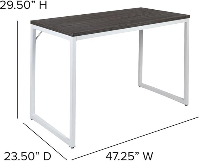 Flash Furniture Kimberly Tiverton Industrial Modern Desk-Rustic Gray/White Commercial Grade Computer Desk-47" Sturdy Home Office Desk-Writing Desk