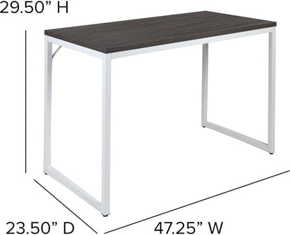 Flash Furniture Kimberly Tiverton Industrial Modern Desk-Rustic Gray/White Commercial Grade Computer Desk-47" Sturdy Home Office Desk-Writing Desk