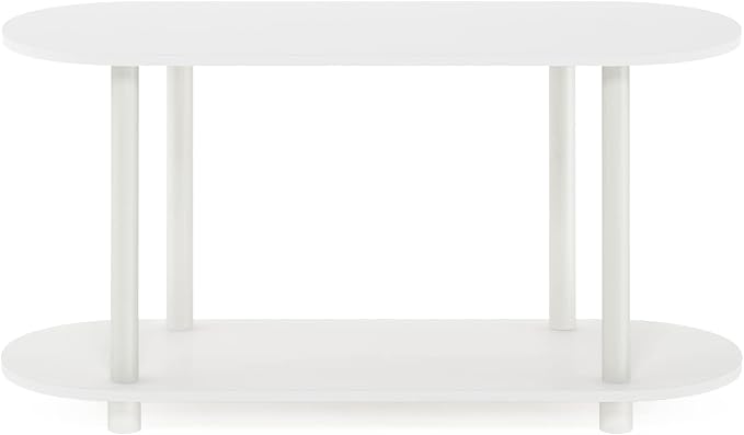 Furinno Turn-N-Tube No Tools Modern Oval Side Table, White/Virgin White
