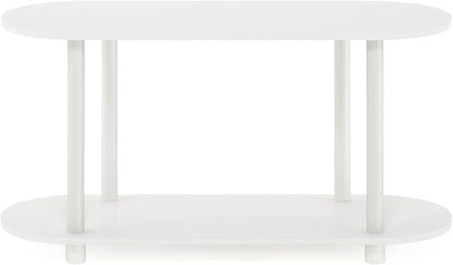 Furinno Turn-N-Tube No Tools Modern Oval Side Table, White/Virgin White