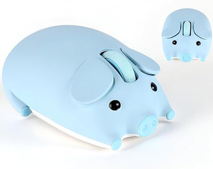 Wireless Mouse Cute Pig Bluetooth & USB Dual Mode Mice,Silent Portable Compact Blue Fun Mice for Mac/PC/Laptop/Chromebook/Computer/Tablet/iPad/MacBook Air/Pro Travel Kids Girls Boys Women Men Gift