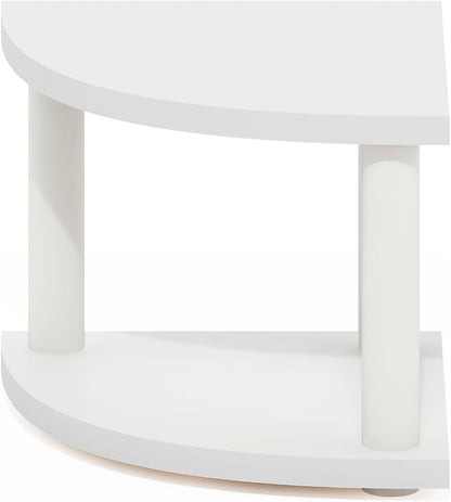Furinno Turn-N-Tube Kitchen Countertop Organizer, 2-Tier Corner Countertop Organizer Shelf, Corner Shelf, for Kitchen, Pantry, Organizers and Storage, White