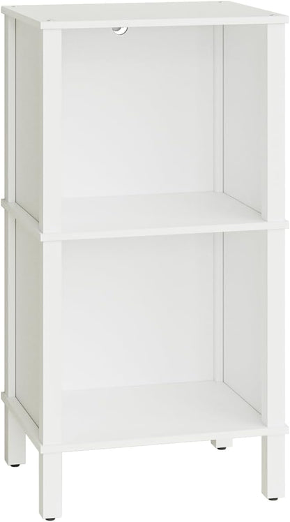 Bookshelf, Modern 2-Tier Bookcase, Open Storage Book Shelf, 11 × 14.2 × 27.4 Inches, Small Narrow Bookshelves for Living Room, Home Office, Bedroom, White