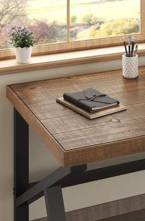 IBF Solid Real Wood 55 Inch Office Computer Desk, Rustic Writing Study Table for Student, Natural Wooden and Metal Gaming Home Office Desk, Rustic Industrial Executive Work Desk Workstation, Brown