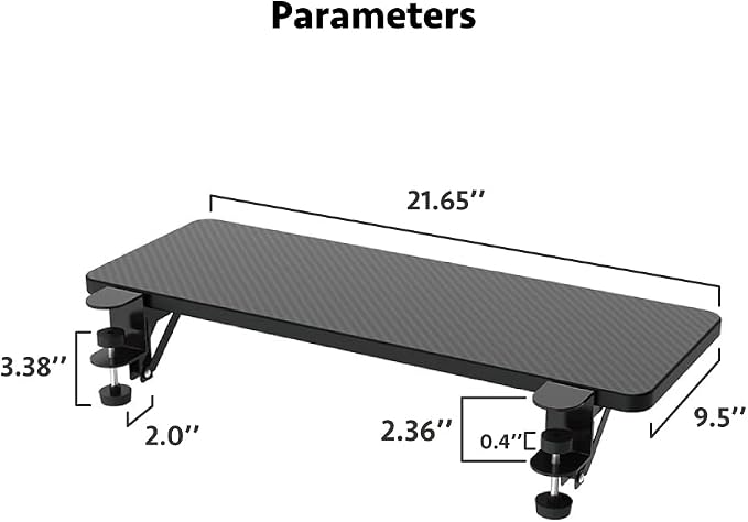 Ergonomics Desk Extender Tray, Suitable for Office. Foldable, Punch-Free Clamp on.Computer Keyborad Tray, Desk Extension Board (21.65"*9.45"(55cm*24cm), Carbon)